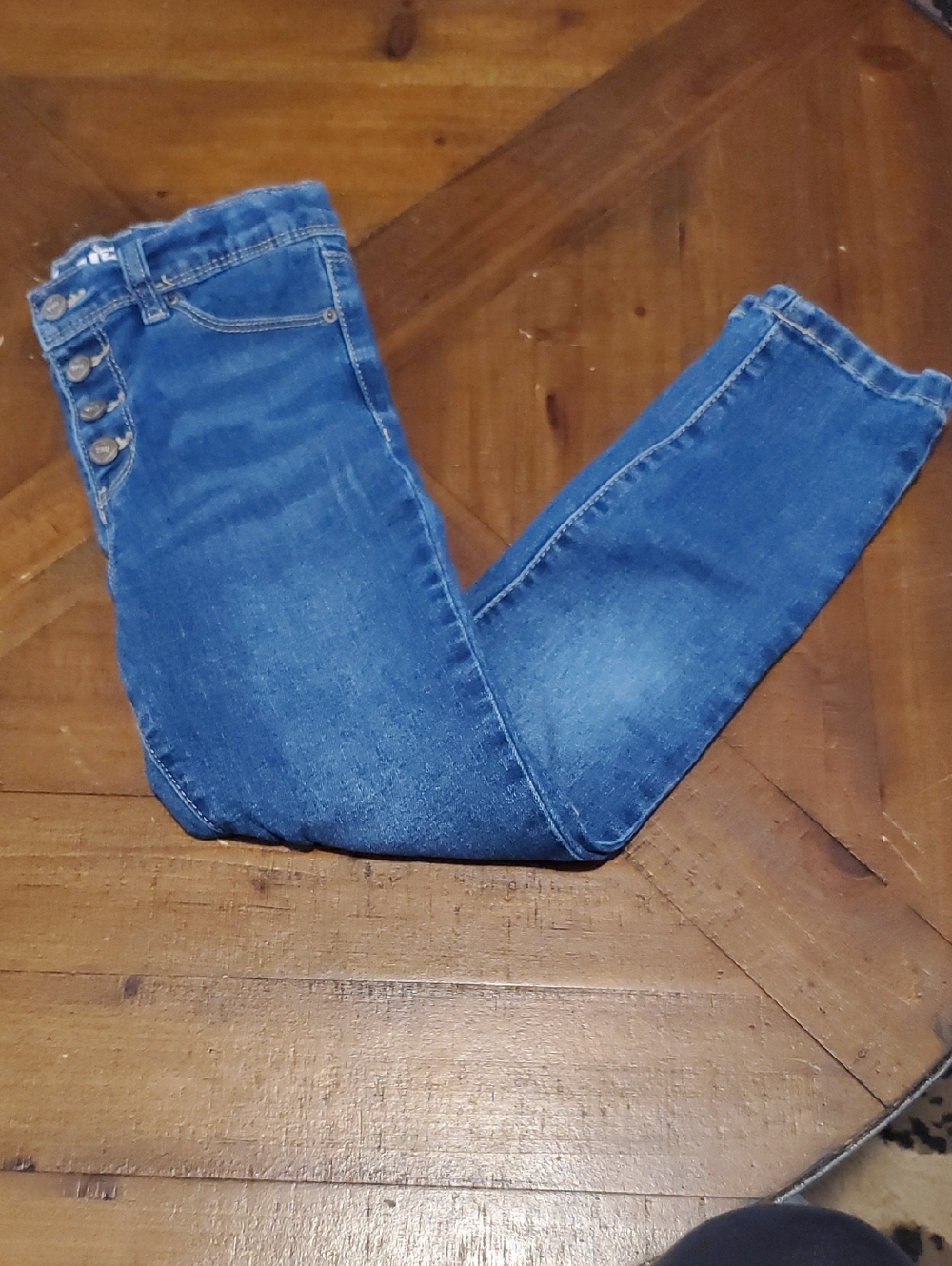 Kids High-Rise Blue Button-Front Denim Jeans
